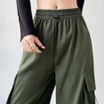 thumbnail image 5 of ShomPort Cargo Pants for Women High Waisted Wide Leg Pants Baggy Stretchy Streetwear with Multi-pockets, 5 of 8