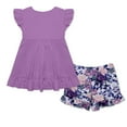 thumbnail image 2 of Millie Loves Lily Girls Purple Angel-Sleeve Top & Purple Rose Shorts Set, Big Girl Size 5, 2PCS, 2 of 3