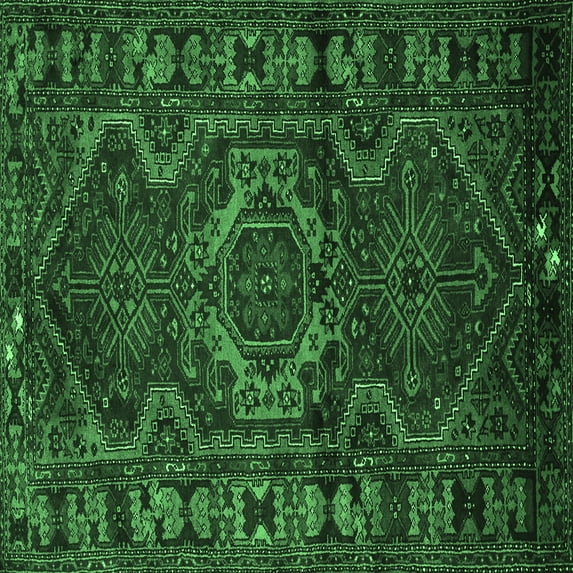 Ahgly Company Indoor Square Persian Emerald Green Traditional Area Rugs, 8' Square