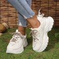 thumbnail image 2 of NOKIO Women's Fashion Sport Breathable Mesh Platform Sneakers Casual Running Walking Shoes Breathable Mesh Leather Patch Lace Up Thick Sole Sports Shoes, 2 of 5