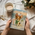 thumbnail image 3 of Hello Winter Vintage Papillon Enjoys Snowy Day with Snowman Spiral Bound Journal Pap Butterfly Dog Lover 5x7in Spiral Notebook - 12019, 3 of 5