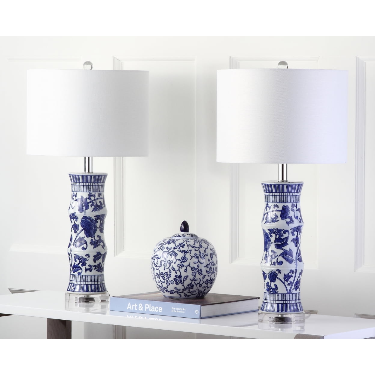 Place Setting & Tableware - Blue & White Floral Paper Lamp Shades