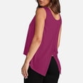 thumbnail image 2 of Tops for Women Trendy Womens Juniors Shirts Short Sleeve Dress Shirts for Women Short Sleeve Ladies Tunic Long Work Shirt Tops Loose Sleeveless Work Blouse Polyester Athletic Long Hot Pink 2XL, 2 of 7