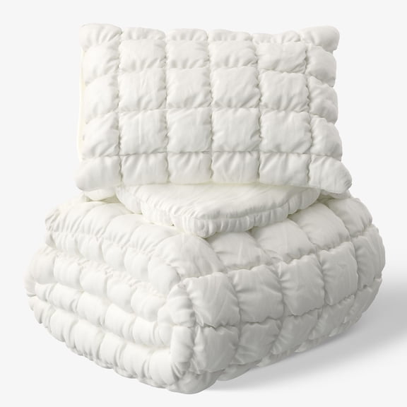 Mainstays Kids Microfiber White Solid Puffy Comforter Set, Twin, 2 Pieces