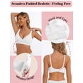 thumbnail image 3 of Sujetador en V profundo, de corte bajo, sexy, para mujer, acolchado, cómodo, alisado, inalámbrico, sujetador de levantamiento, bralette sin costuras, blanco, M, 3 of 5