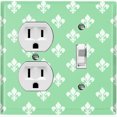 thumbnail image 1 of Metal Light Switch Plate Outlet Cover (Fleur De Lis Green Pastel Pattern - Single Duplex Single Toggle), 1 of 2