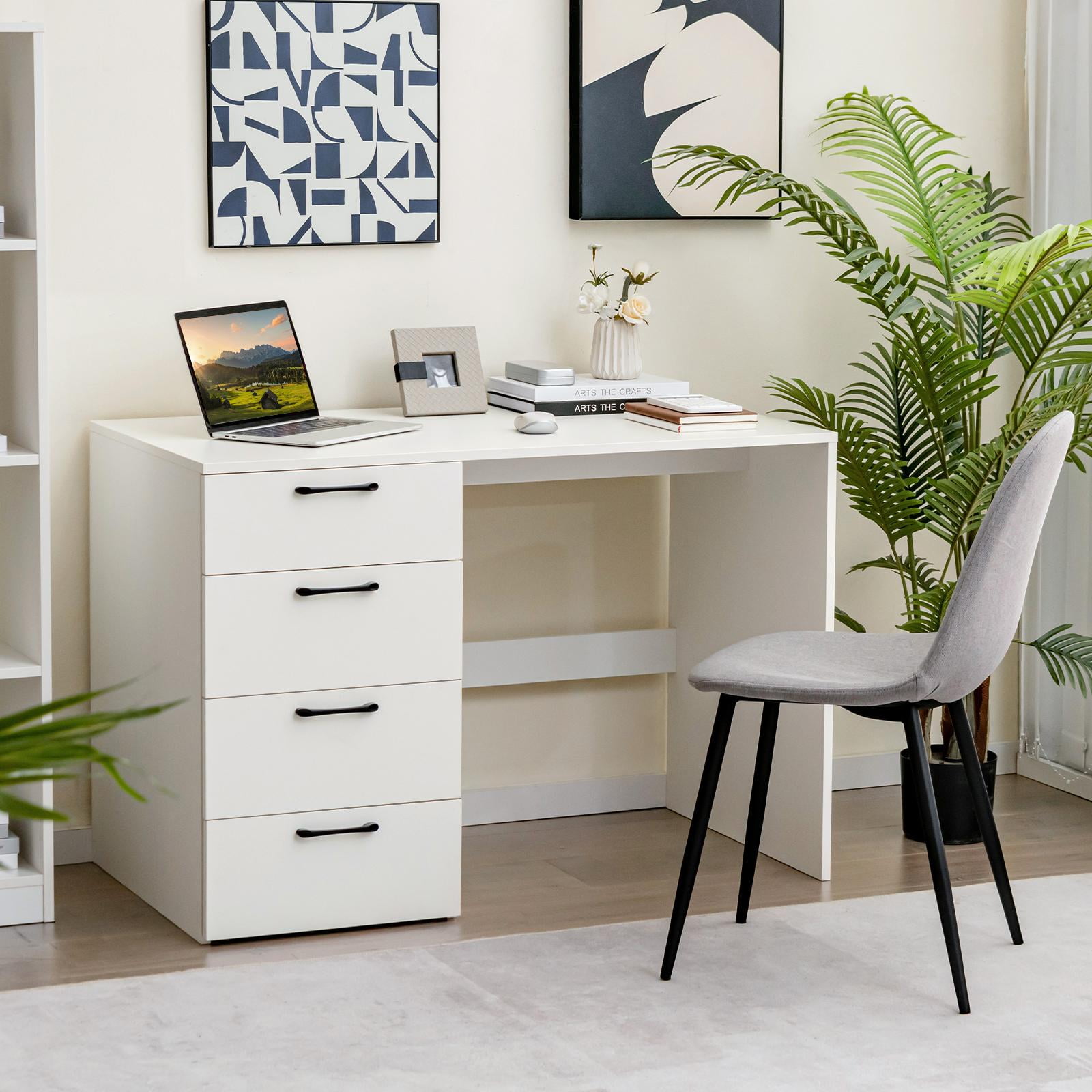 Giantex 4-Drawer Computer Desk, Modern Home Office Desk, Laptop Executive Desk, Makeup Vanity Table for Living Room & Bedroom