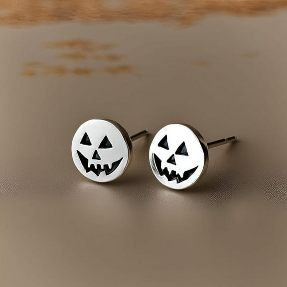 Pumpkin Sterling Silver 925 Halloween Stud Earrings For Women