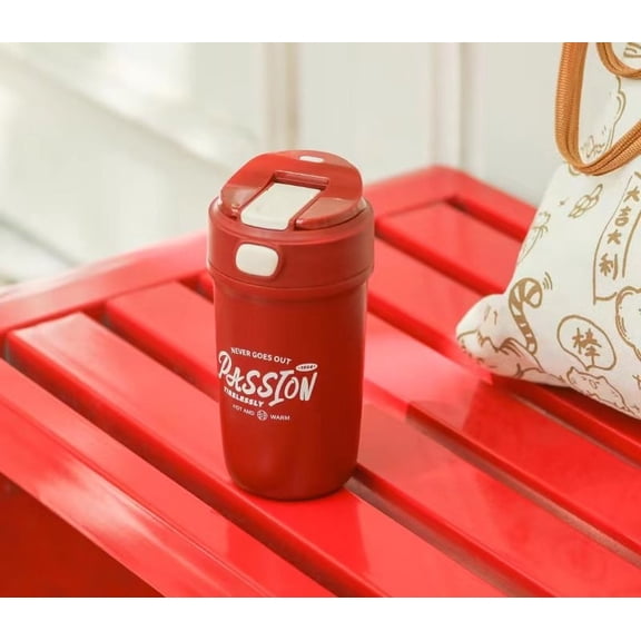 Gardenia Fields 380ml Stainless Steel Insulated Travel Mug, Red