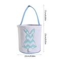 thumbnail image 3 of Edgergery Easter Bunny Basket Bags for Kids, Stripe Rabbit Pattern Egg Basket Hunt Bags Personalized Canvas Cotton Bucket with Fluffy Tail for Easter Eggs Candy Gift, 8.66" x 9", 3 of 7