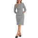 thumbnail image 1 of Vestido Houndstooth INSPIRE CHIC para mujer con mangas 3/4, elegante, con cintura ajustada, vestido bodycon M Negro, 1 of 5