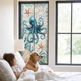 thumbnail image 2 of Nautical Octopus Window Privacy Film, Coastal Vintage Coral Starfish Ocean Static Cling UV Sun Blocking Heat Control Window Tint Day and Night, Non-Adhesive One Way Windows Privacy Cover 23.6''x59'', 2 of 7