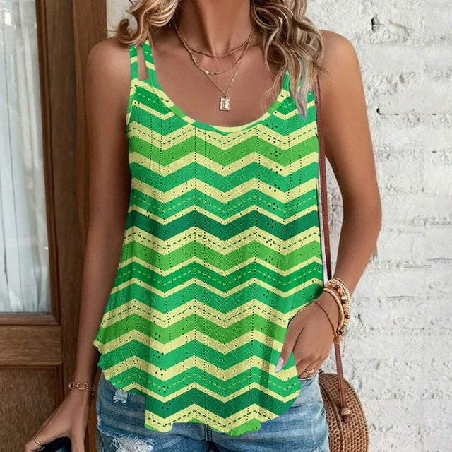Puntoco Camisetas básicas sin mangas para mujer Camiseta sin mangas holgada informal de verano con cuello redondo y estampado a la moda para mujer