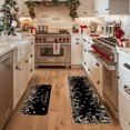 thumbnail image 4 of Sm:)e Black and White Holly Leaf Snowflake Christmas Kitchen Rugs and Mats, 17x29Inch and 17x47 Inch, Non Slip Linen Mat Inside Washable for Porch Patio Hallway, 4 of 7