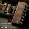 thumbnail image 2 of Feishell Durable 2-In-1 Magnetic Detachable Wallet Case for Samsung Galaxy S22 Ultra,for Women Men,Premium PU Leather Zipper Pocket Flip Multi Card Slots Purse Phone Case with Wrist Strap,Darkbrown, 2 of 10