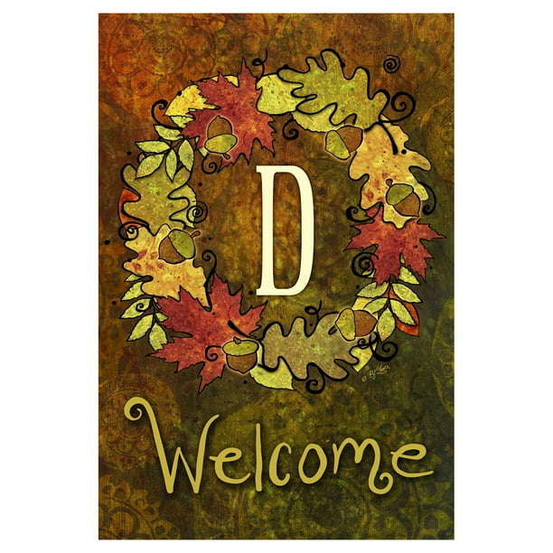 Toland Home Garden Fall Wreath Monogram Flag Com