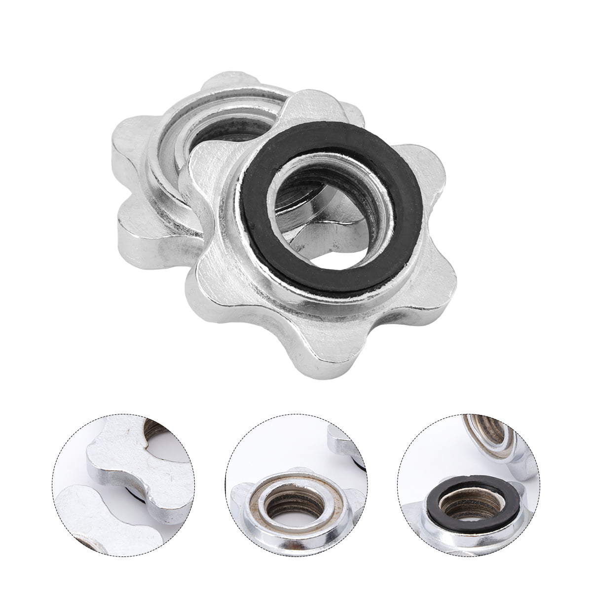 2PCS 2.5cm Iron Hex Nut Spin-Lock Collar Screw Replacement for Dumbell Barbell