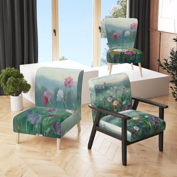 Designart "Flower Field" Upholstered Floral Farmhouse Accent Chair - Arm Chair