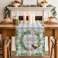 thumbnail image 2 of Table Runner - 108 Inch Long, Spring Botanical Kitchen Dining Table Runner Dresser Scarves, Garden Birds Floral Leaves Gray Plaid Farmhouse Decor for Coffee Tables Wedding Party Banquet, 2 of 8