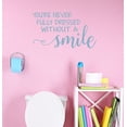 thumbnail image 2 of Bathroom Wall Décor Art - Never Dressed Without Your Smile - Wall Decal Vinyl Lettering Stickers 23x14-Inch Misty Blue, 2 of 5