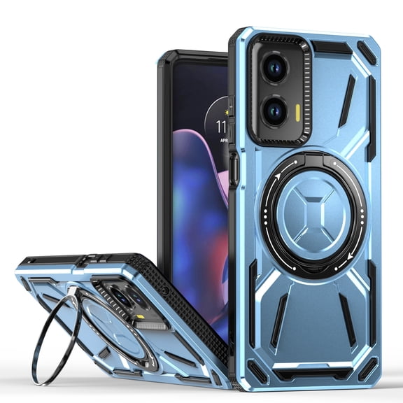 Allytechgroup for Moto G Stylus 5G (2024) Case with 360° Rotatable Ring Stand, Lightweight Shock-Absorbent Magnetic Lock Military Protection Shockproof Bumper for Moto G Stylus 5G (2024), Blue