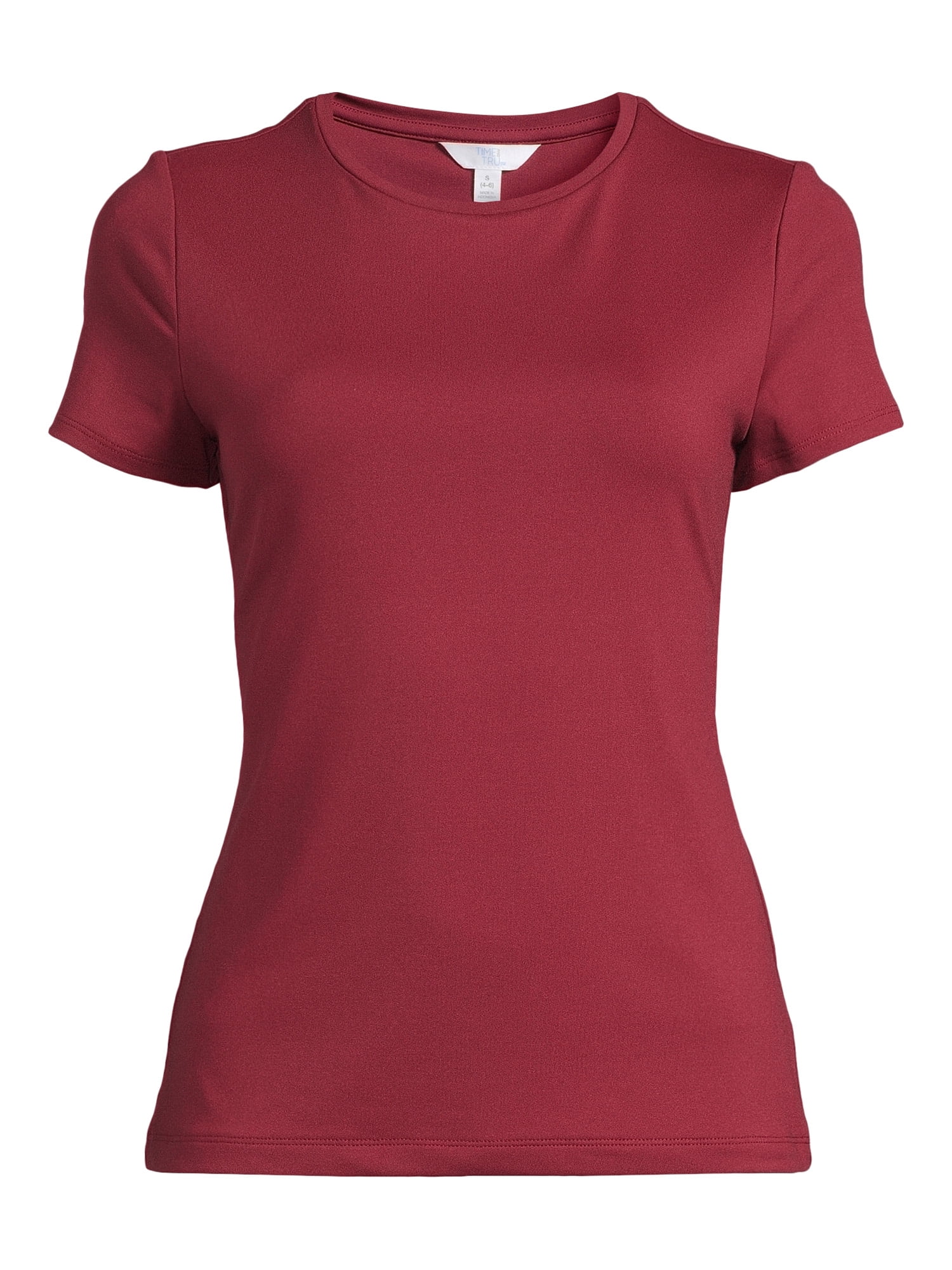 Time and Tru Women's Smoothing Tee with Short Sleeves, Sizes XS-XXXL