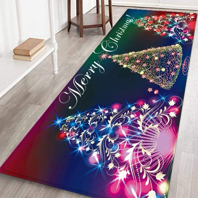 Christmas Mats and Rugs Flannel Fabric Non Slip Rubber Backing Absorbent Bath Rug Home Kitchen Floor Mat