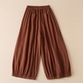thumbnail image 4 of Fall Ladies Pants Women High Waist Linen Bloomers Loose Wide Leg Pants Pants, 4 of 6