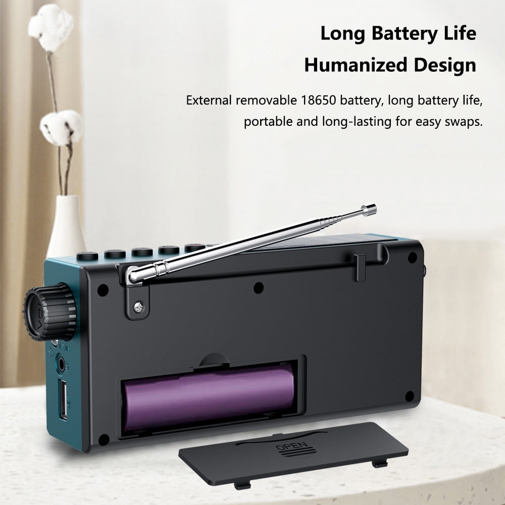Portable Solar FM Radio with Bluetooth 5.3 Speaker, LED Light, and Recording for Outdoor Emergencies & Camping