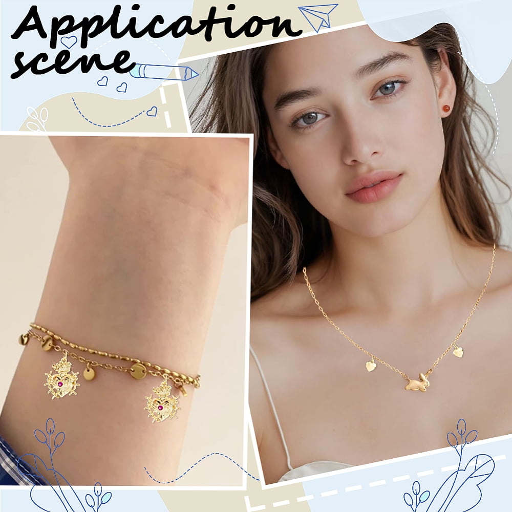 DIY Heart Themed Charm Bracelet Making Kits include Carbon Steel Jewelry Pliers Stainless Steel Chain Bracelets 304 Stainless Steel Jump Rings