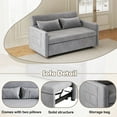 thumbnail image 4 of 54" Pull Out Couch, Modern Velvet Convertible Sleeper Sofa with 2 Pillows & Side Pockets, Love Seat Sofa Bed with Headboard for Small Space, Living Room Apartment, Gray, 4 of 9