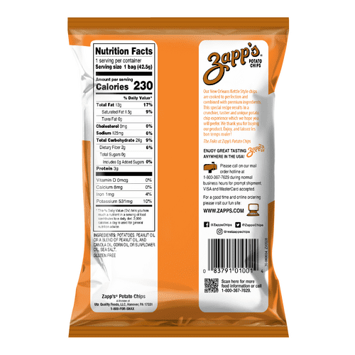 Zapps Regular Flavor Potato Chips, 1.5 Ounce - 60 per case