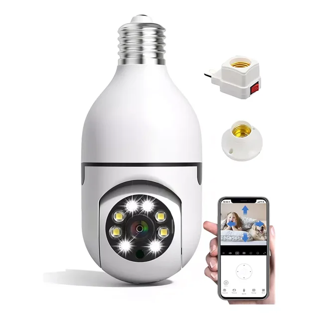 cámara de vigilancia inalámbrica Wifi Foco Hd 360º Exterior interior socket Color Blanco Haisim