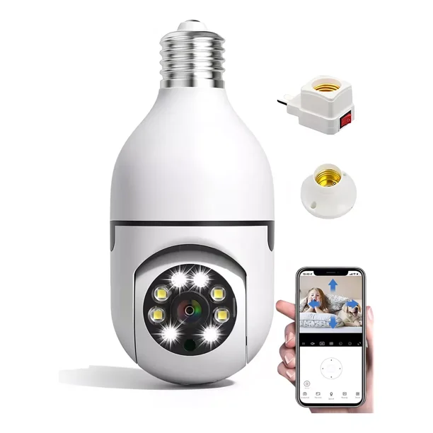 cámara de vigilancia inalámbrica Wifi Foco Hd 360º Exterior interior socket Color Blanco Haisim