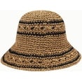 thumbnail image 3 of CoCopeaunts Summer Straw Bucket Hat Wide Brim Outdoor Summer Hollow Beach Fisherman Hat Two-Color Packable Women Bucket Cap, 3 of 8
