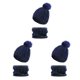 thumbnail image 4 of Gorros de invierno Qarigey para mujer con pompones y bufanda Azul oscuro, 4 of 6
