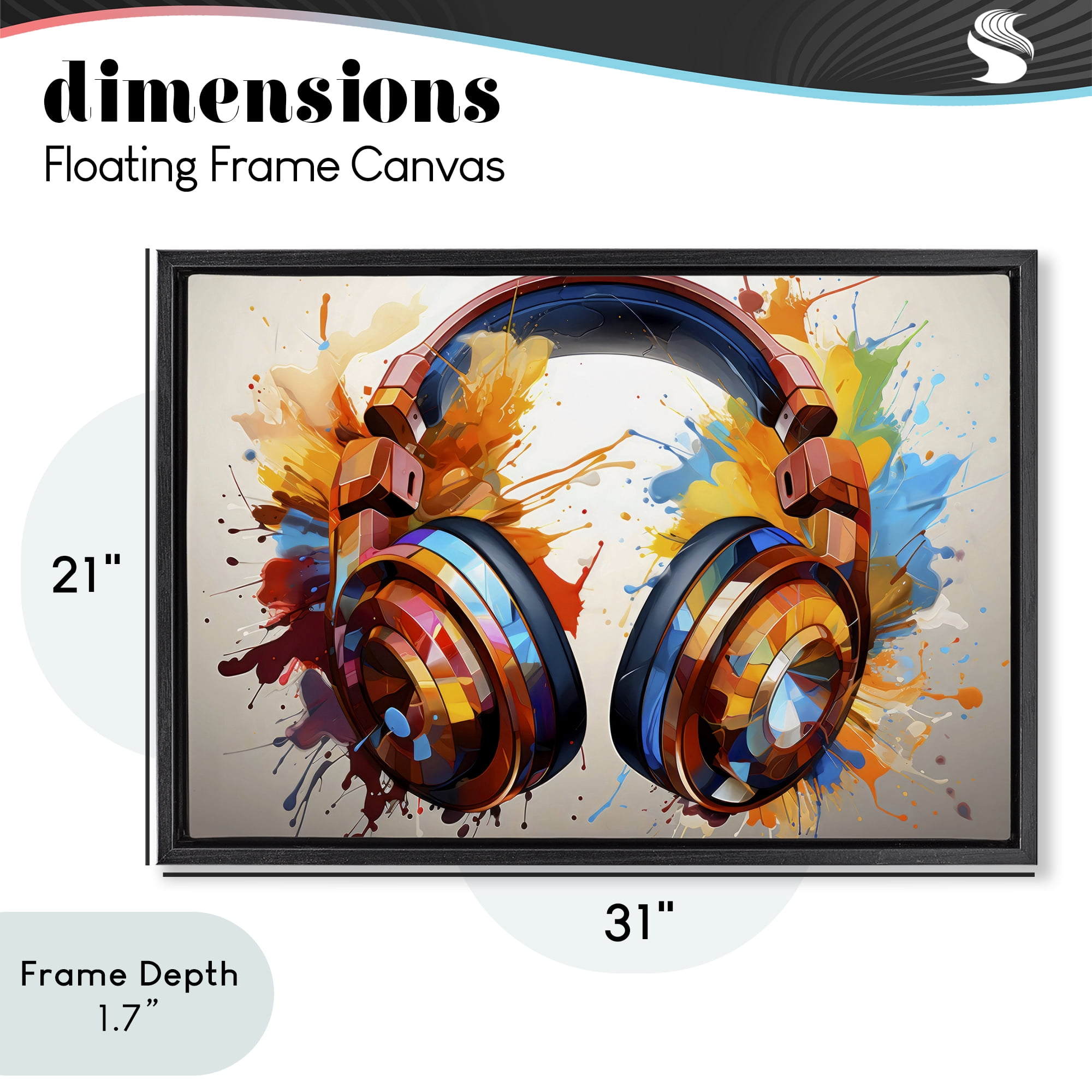Stupell Industries Music In Color Splatter Black Framed Floater Canvas Wall Art, design by Creative Studio