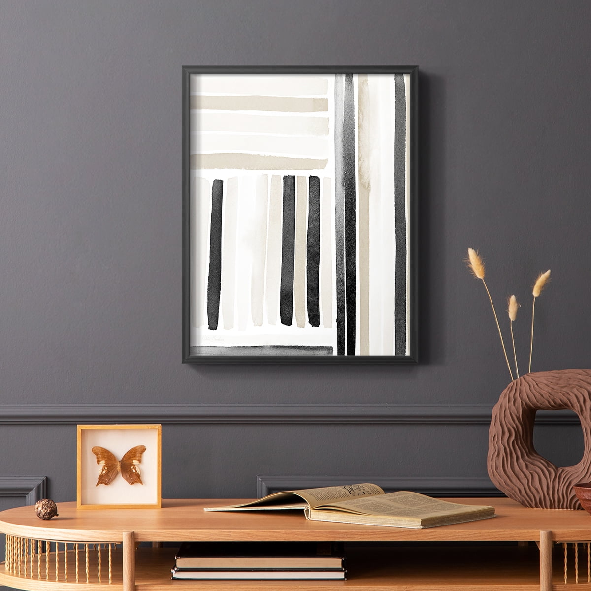 Neutral Lines I in Black Solid Wood 11 x 14 Framed Print
