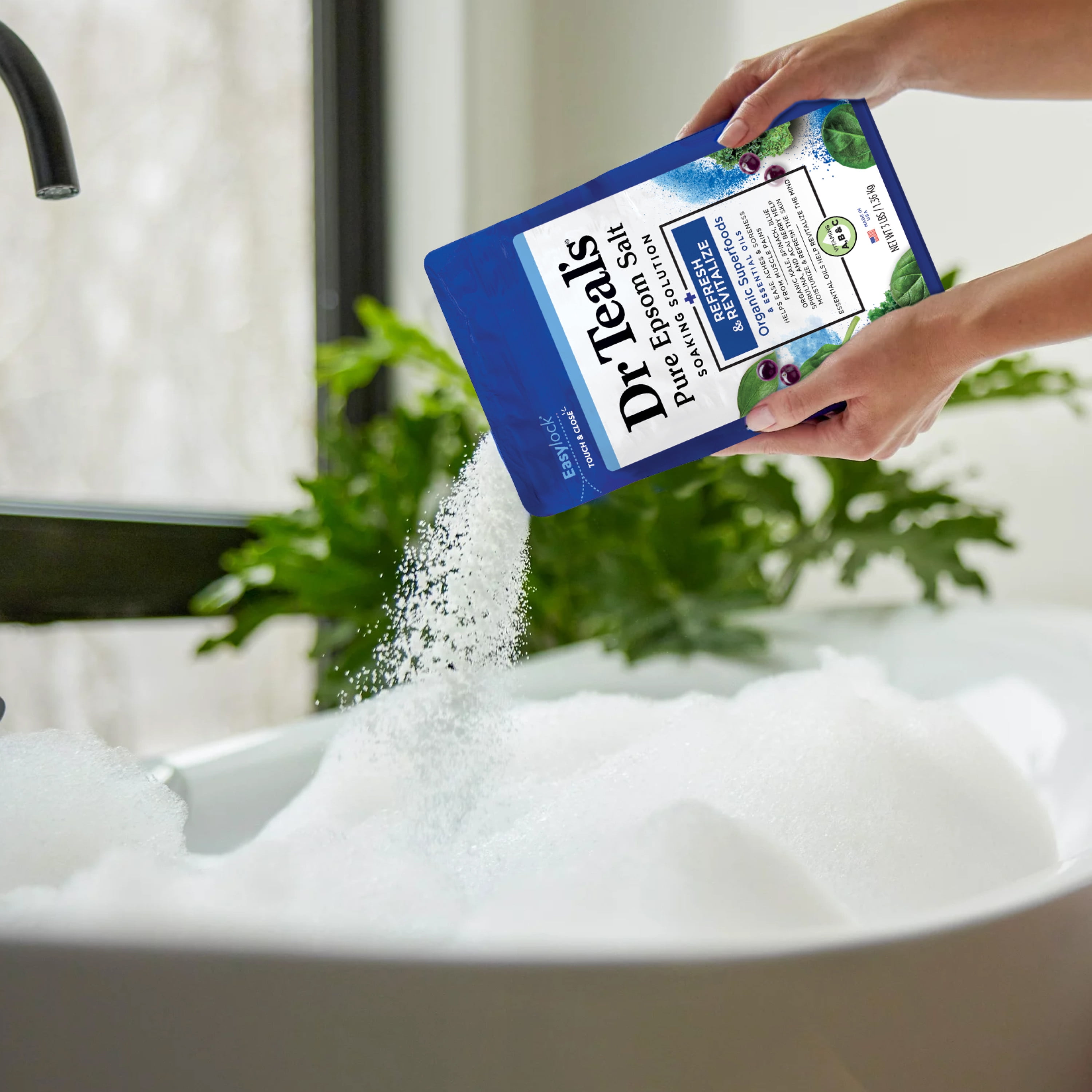 Dr Teal's Epsom Salt Magnesium Soak,  Refresh & Revitalize with Superfoods, 3 lbs