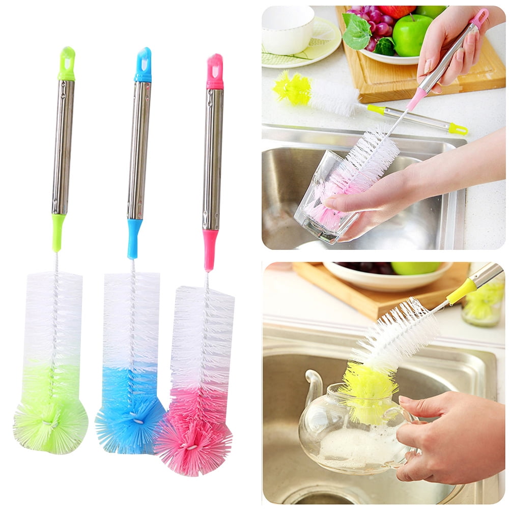 Masteelf Nylon Bottle Brush with Long Handle for Cleaning Baby Bottles Mugs Wine Glasses 2pcs Assorted Color