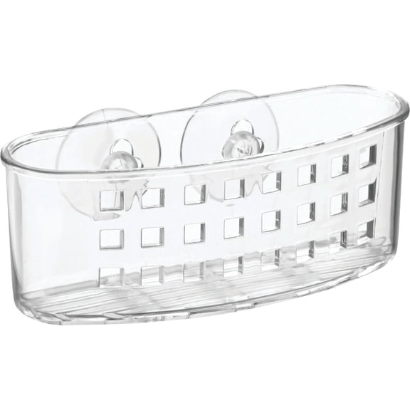 iDesign Kitchen Sink Suction Holder for Sponges, Scrubbers, Soap, Scouring Pads, Bathroom Shower Organizer, 6.5" x 2.5" x 2.5", Clear