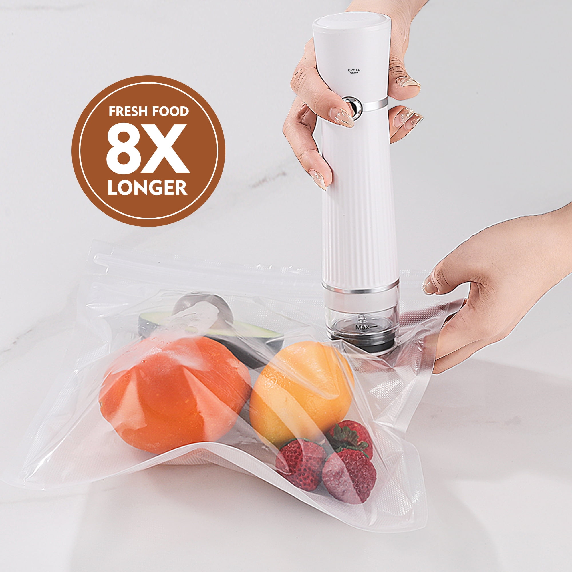 ORMEO HOME Compact Vacuum Sealer for Food, Powerful Handheld Vacuum Sealer Machine, Seal Meal Saver Portable Food Sealer (Vacuum Sealer Machine & 30 Reusable Vacuum Bags)