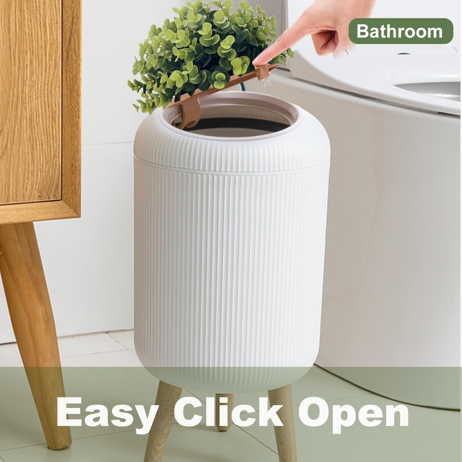 Dog Poop Trash Can Outside - 2.5 Gal Bathroom Trash Can with Lid - Bedroom Garbage Can - Small Pet Waste Container with Lid - Outdoor, Office, Living Room - Plant Styled Dog Poop Bucket