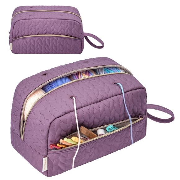 Bolsa organizadora KarSyon para hilo de ganchillo, 30 x 18 x 20 cm, color morado