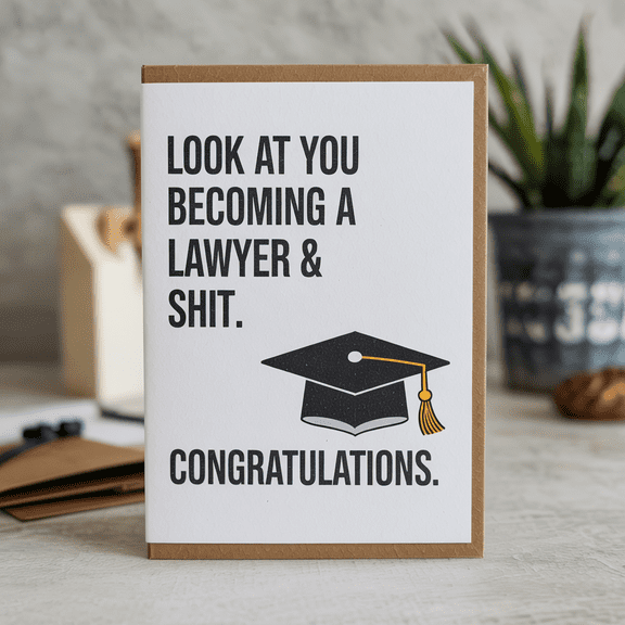 Funny Lawyer Graduation Card - Humorous Congratulations Card for New Lawyers - Blank Inside with Envelope