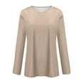 thumbnail image 4 of Womens T Shirts Long Sleeve Crew Neck Solid Color Shirts Basic Tee Tops Blouse, 4 of 5