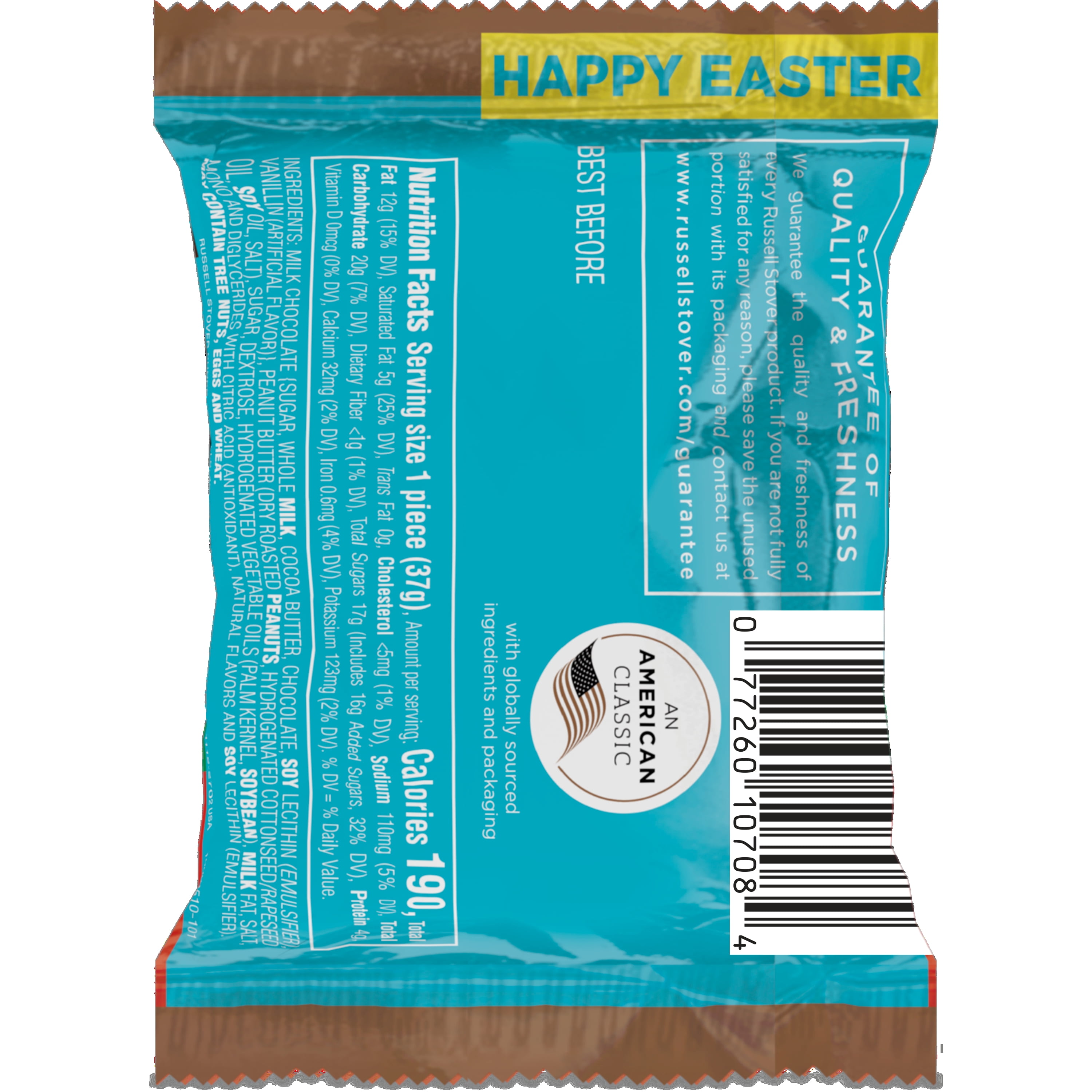 RUSSELL STOVER Easter Peanut Butter Milk Chocolate Easter Egg, 1.3 oz. (Pack of 18)