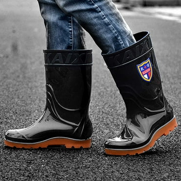 Handshe Men's Rain Boots – Fashionable Mid-Calf Design with Waterproof Construction for Spring/Summer Workwear & Outdoor Activities,Plus Size