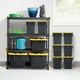 thumbnail image 5 of Contenedor de almacenamiento resistente de 5 galones con tapa hermética y bolsa organizadora apilable, paquete de 3, color negro, 5 of 5