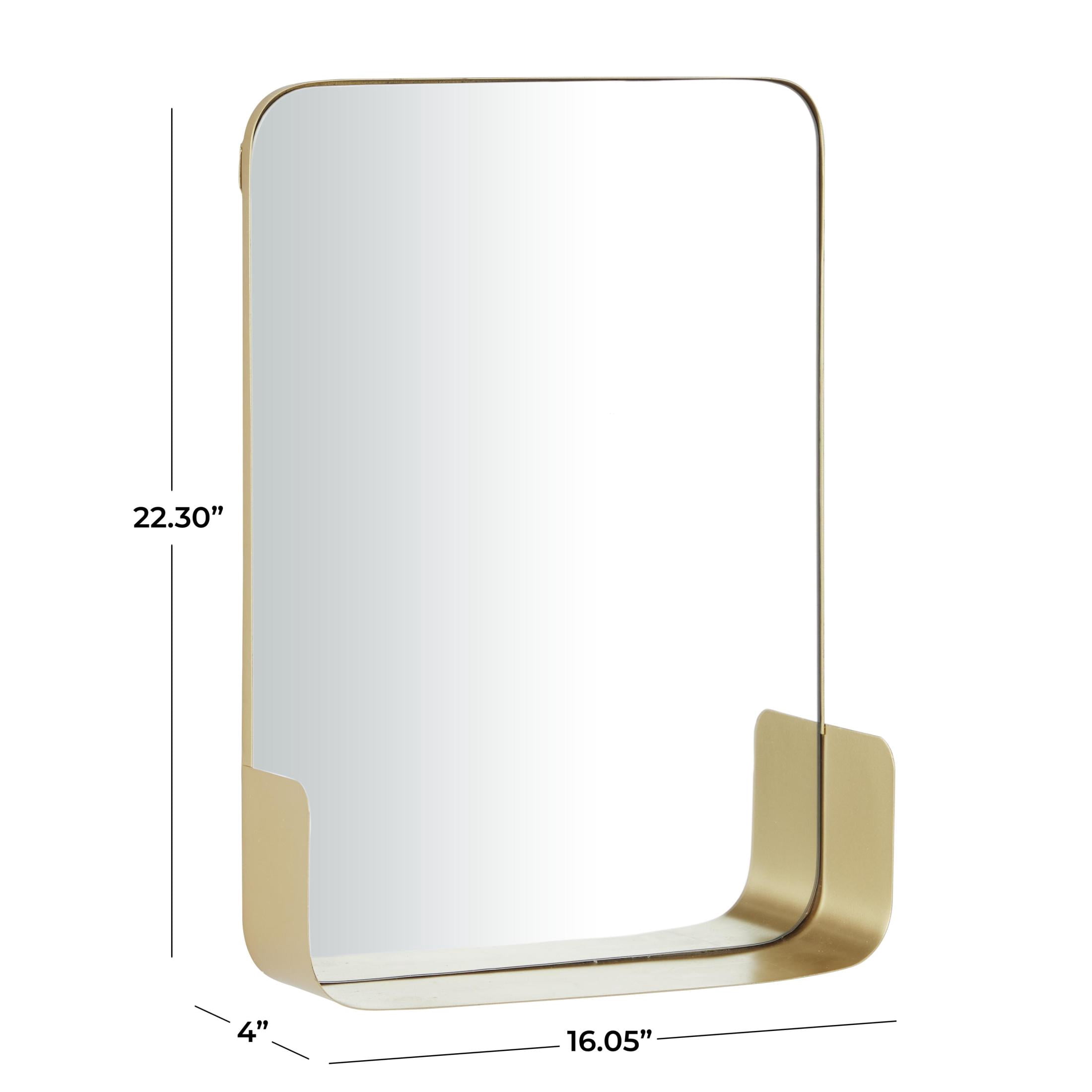 CosmoLiving by Cosmopolitan 16" x 22" Gold Small Curved Rectangular 1 Shelf Wall Mirror